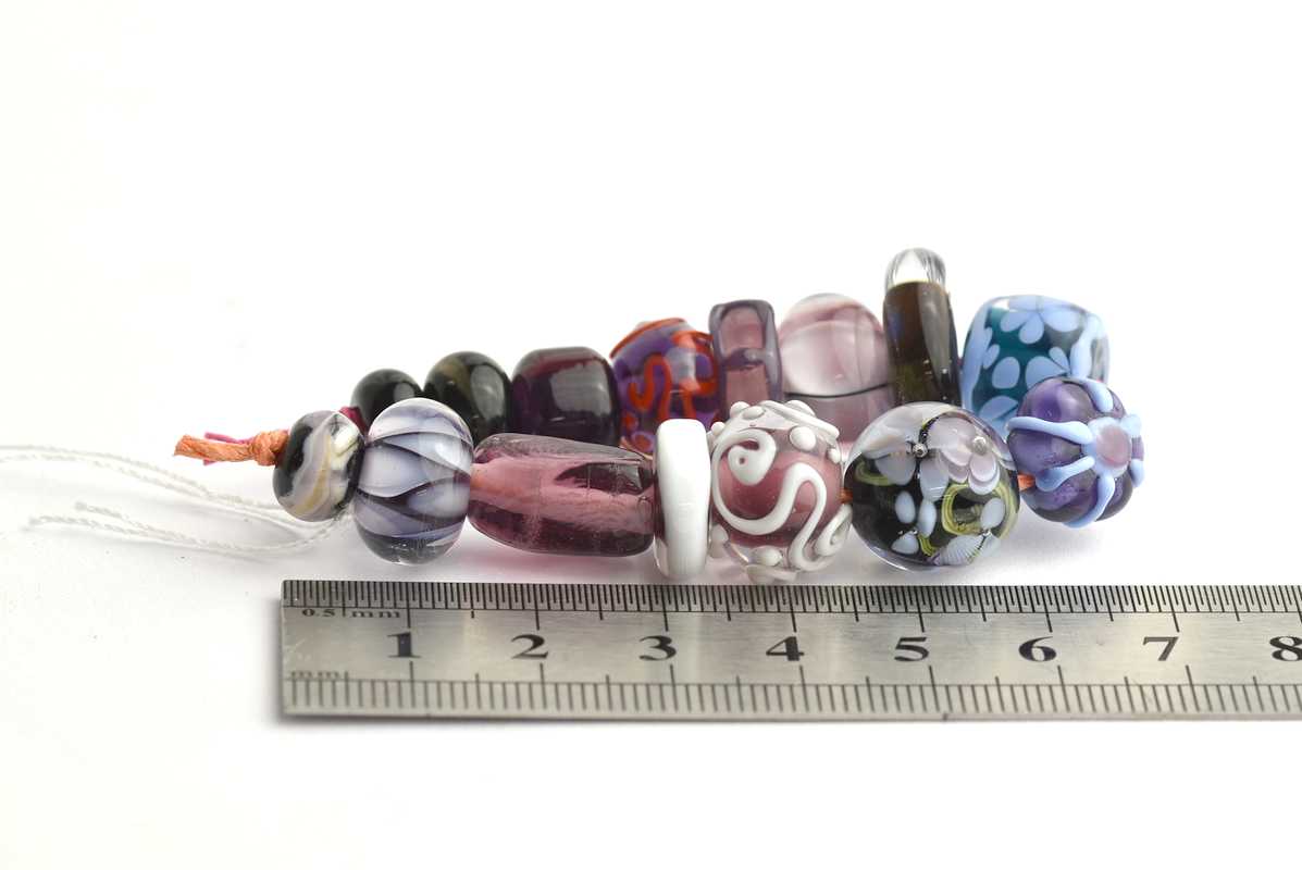 Set of 15 lampwork beads in purple 🖤 Handcrafted in France 🖤