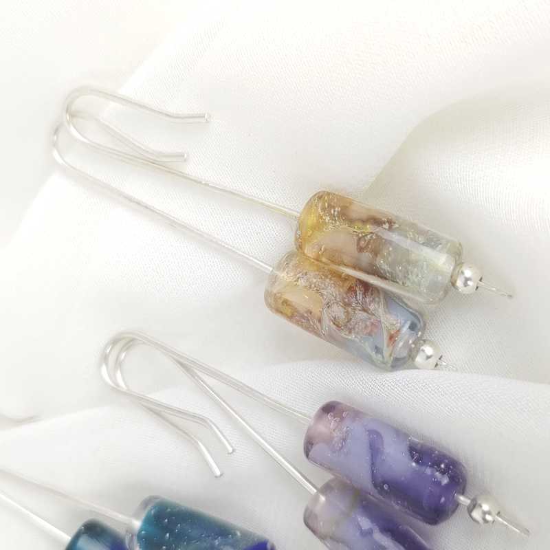 Boucles d'oreilles en verre Céleste Bleu Ciel Rosé