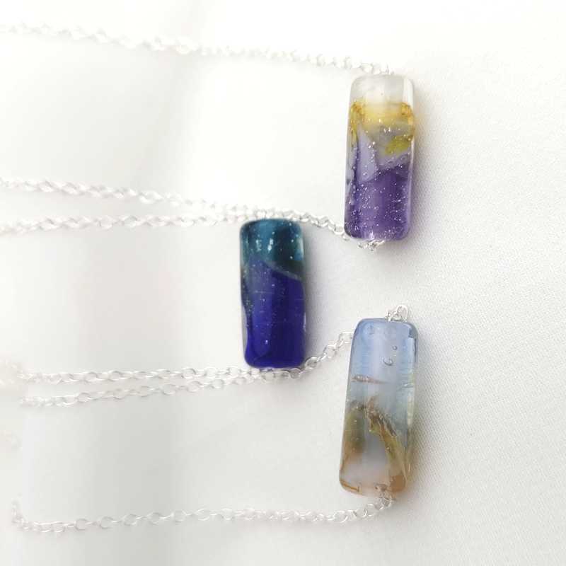 Collier en verre Céleste Bleu Ciel Rosé