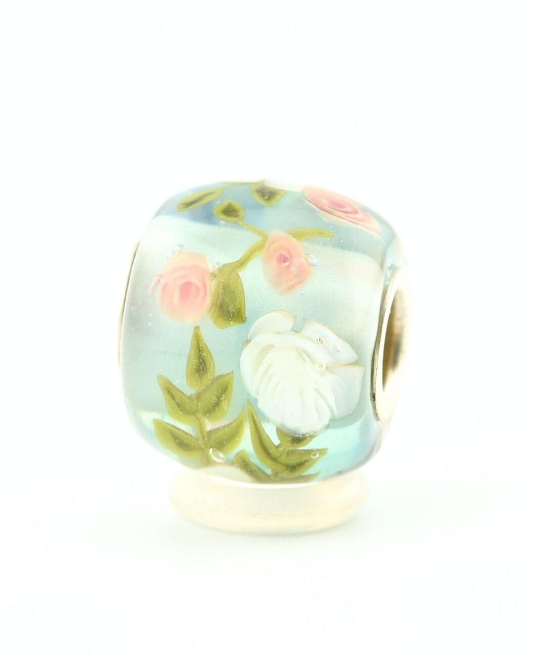 Perle pendentif, sertie d'argent massif