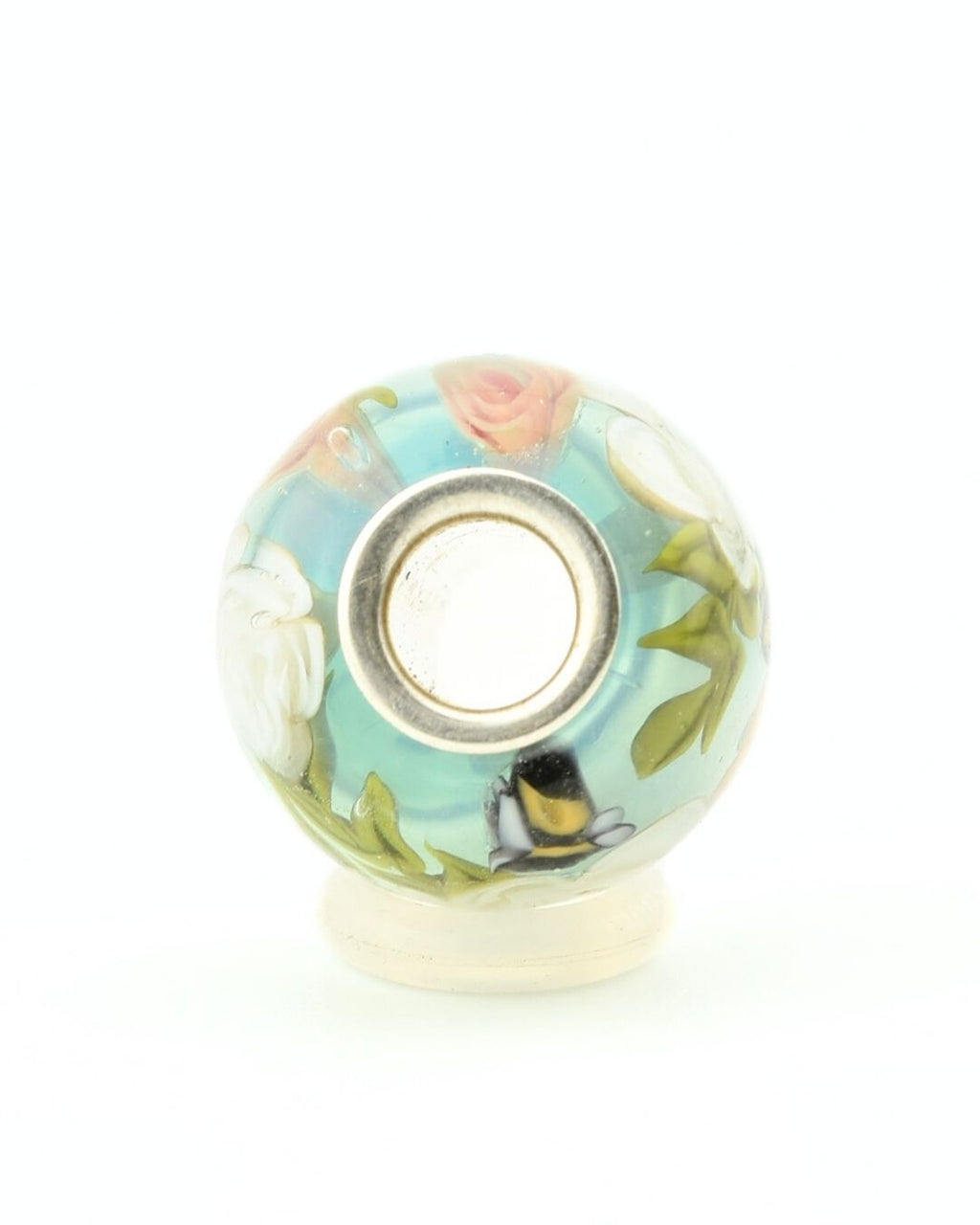 Perle pendentif, sertie d'argent massif