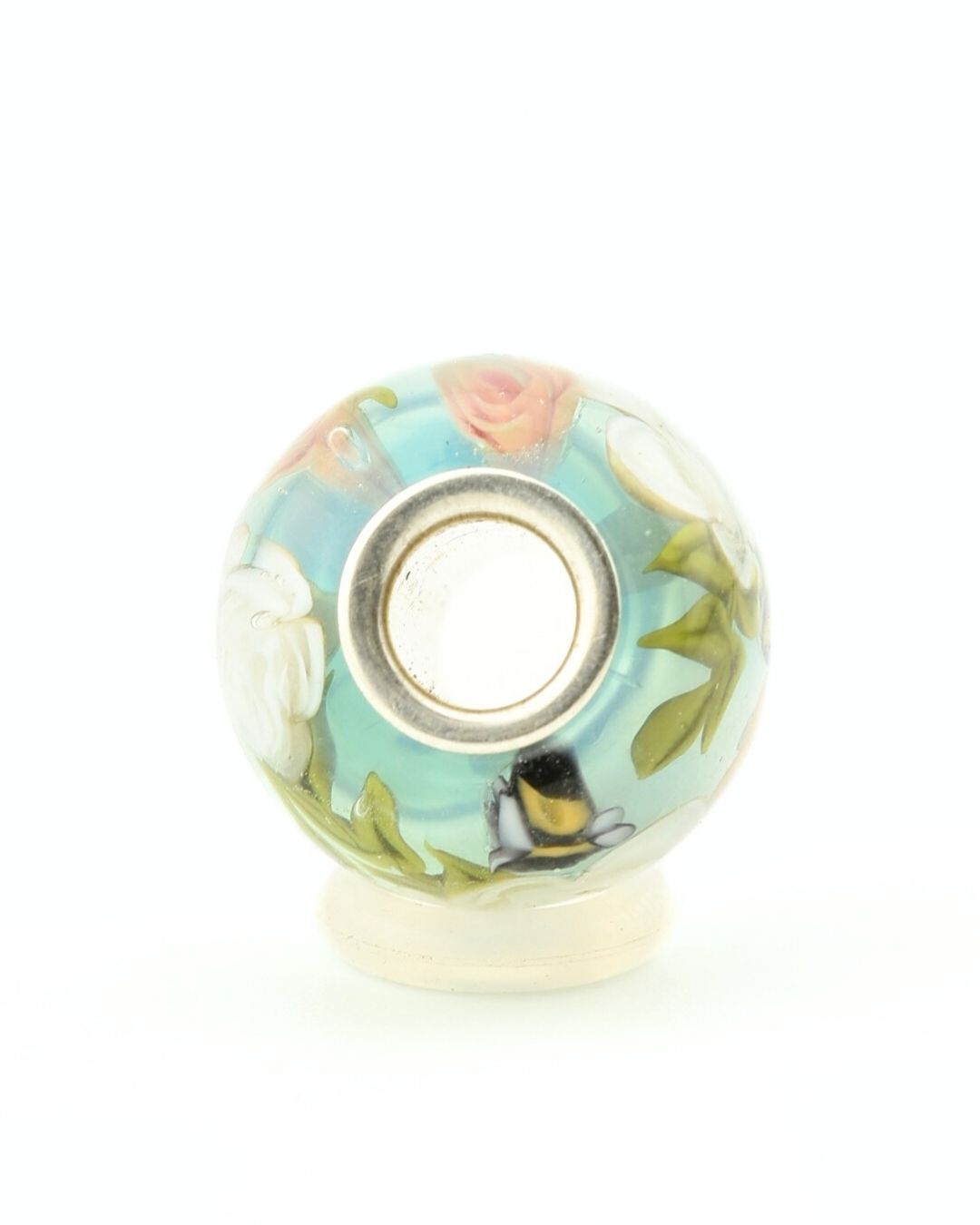 Perle pendentif, sertie d'argent massif