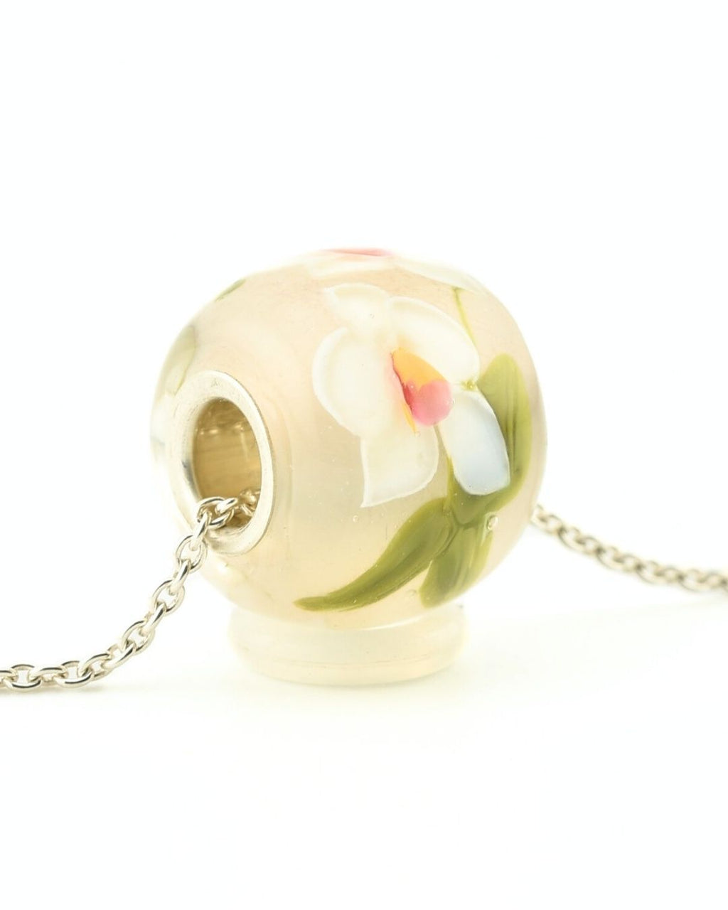 Perle pendentif, sertie d'argent massif