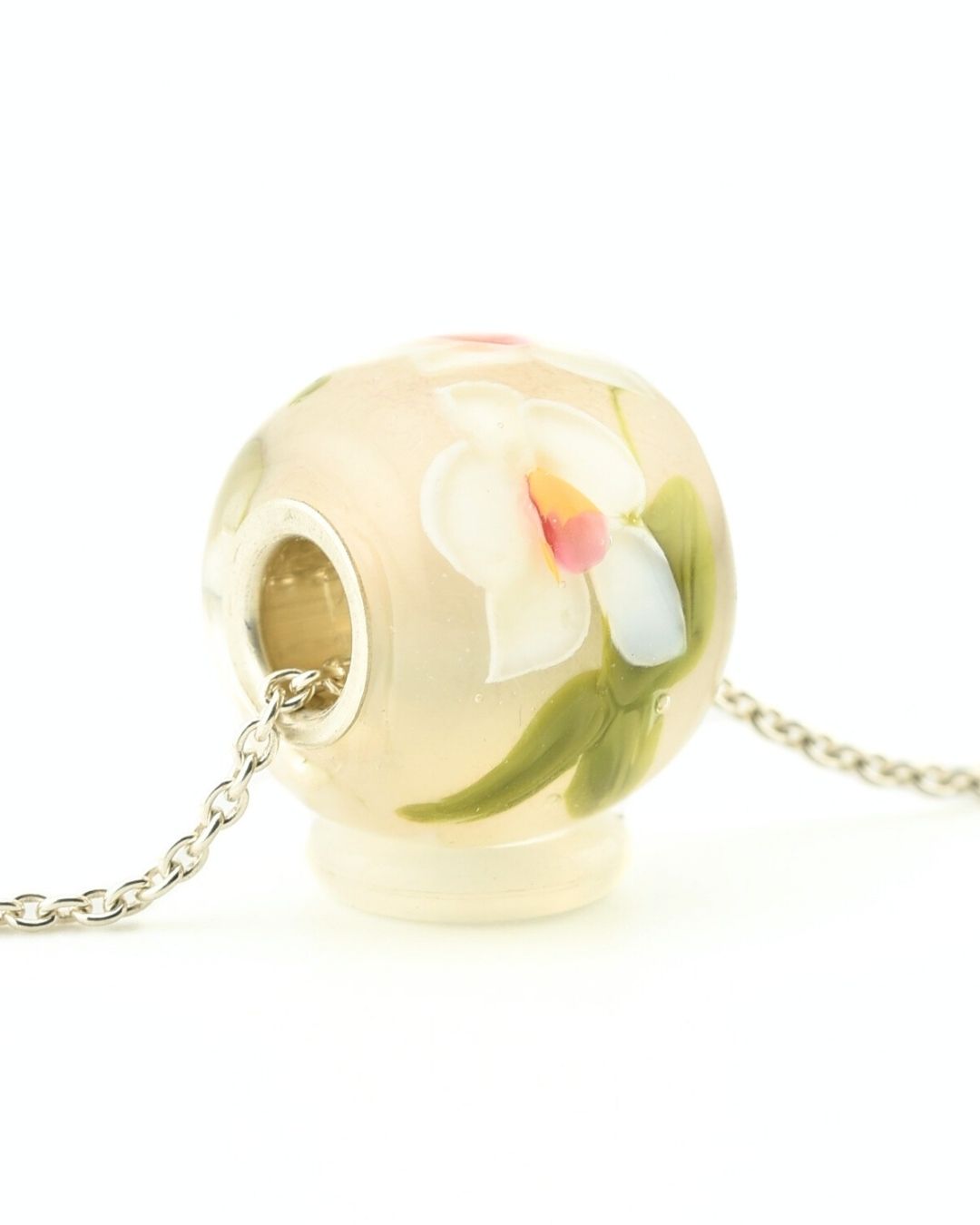 Perle pendentif, sertie d'argent massif