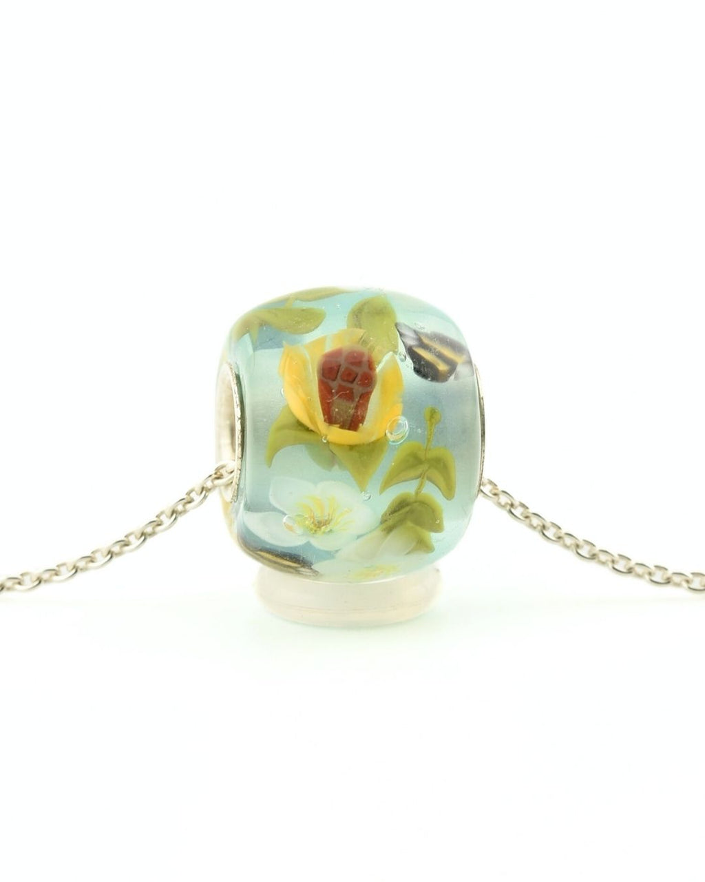 Perle pendentif, sertie d'argent massif