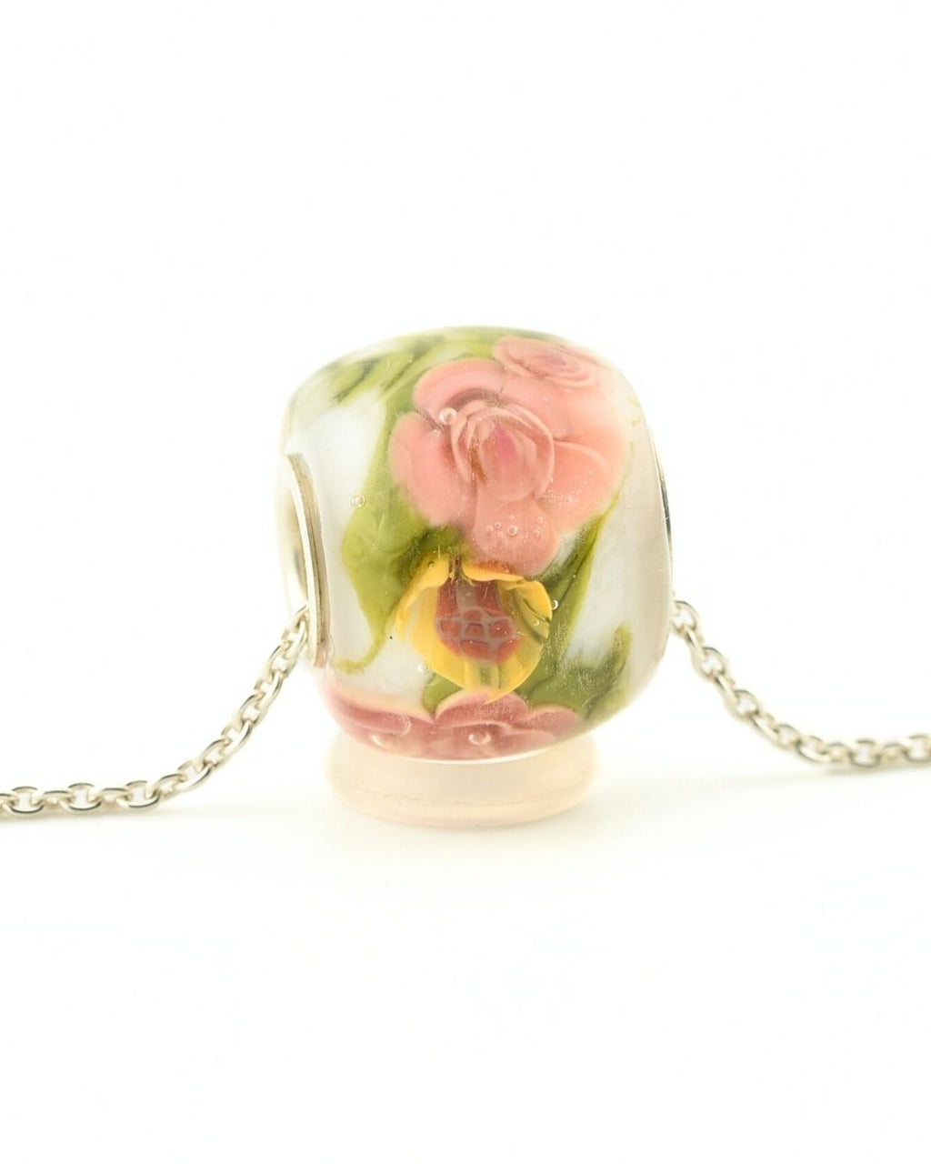 Perle pendentif, sertie d'argent massif