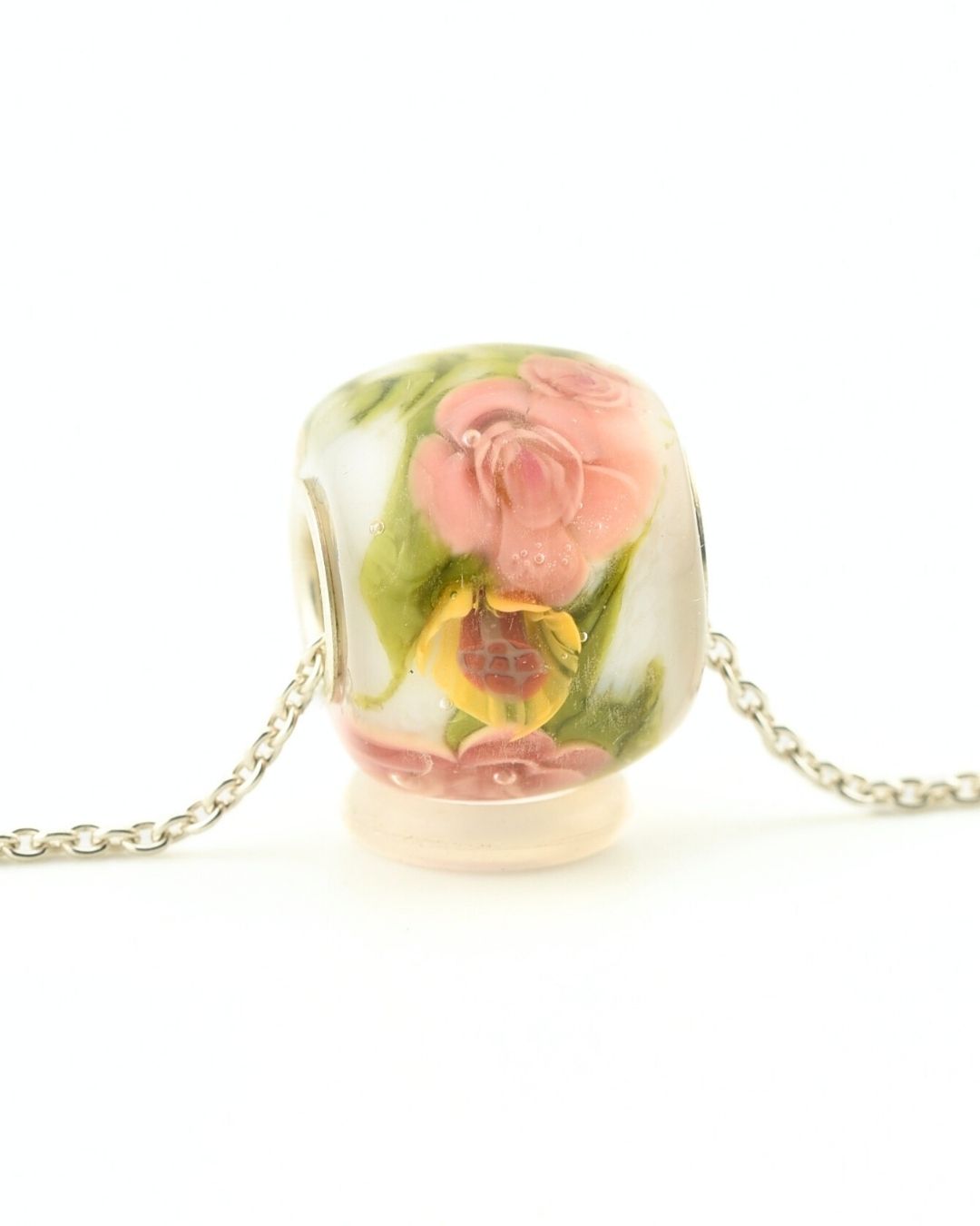 Perle pendentif, sertie d'argent massif