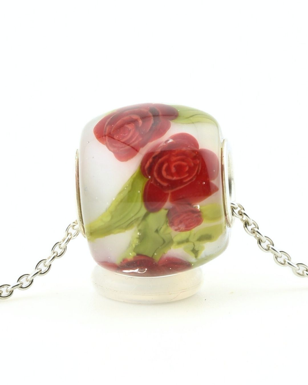 Perle pendentif, sertie d'argent massif