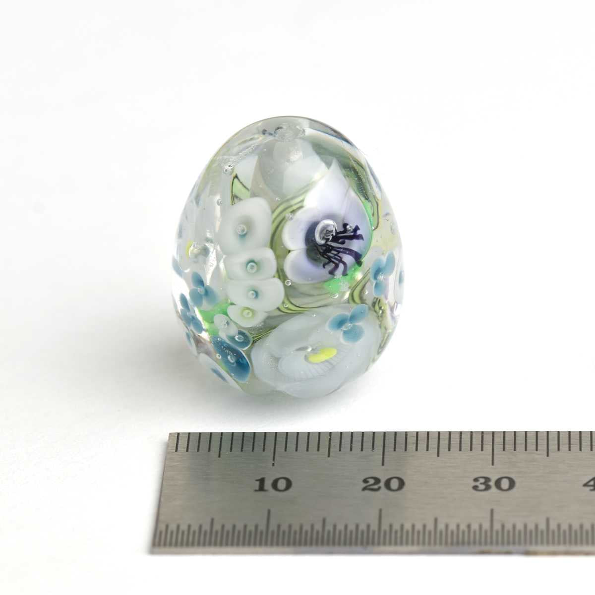 Perle œuf pastelle fleurie bleue et jaune  🖤 Fabrication française 🖤