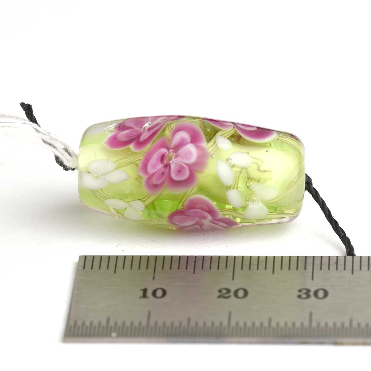 Perle focale printannière aux fleurs de verre fuchsia 🖤 Fabrication française 🖤