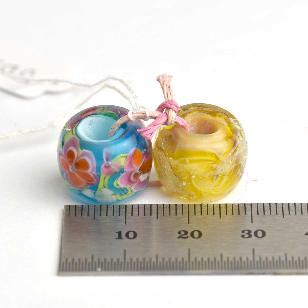 Duo de perles de verre à gros trou🖤 Fabrication française 🖤