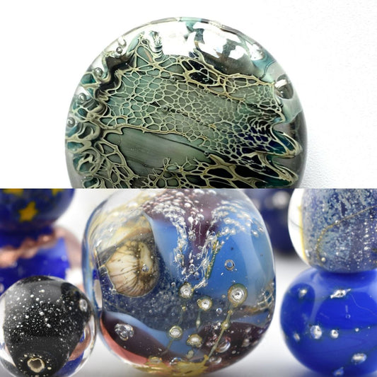 ⚡✨ Galaxies (inclusions métaux, murrines étoiles) et verres réactifs - STAGE 4 JOURS avec Kathryn Greer et Floriane Lataille - du 25 au 28 septembre 2025