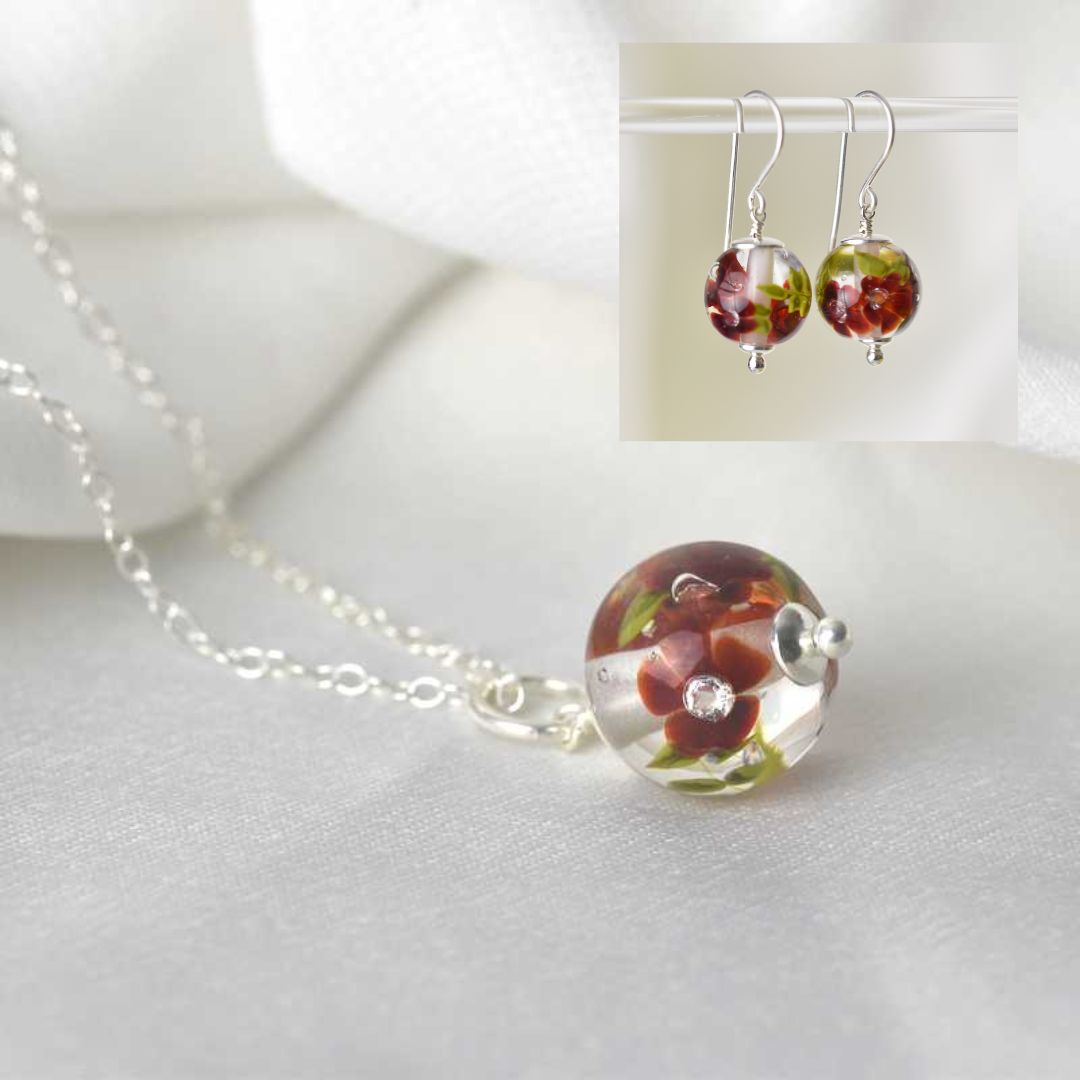 Set with handcrafted necklace and earrings