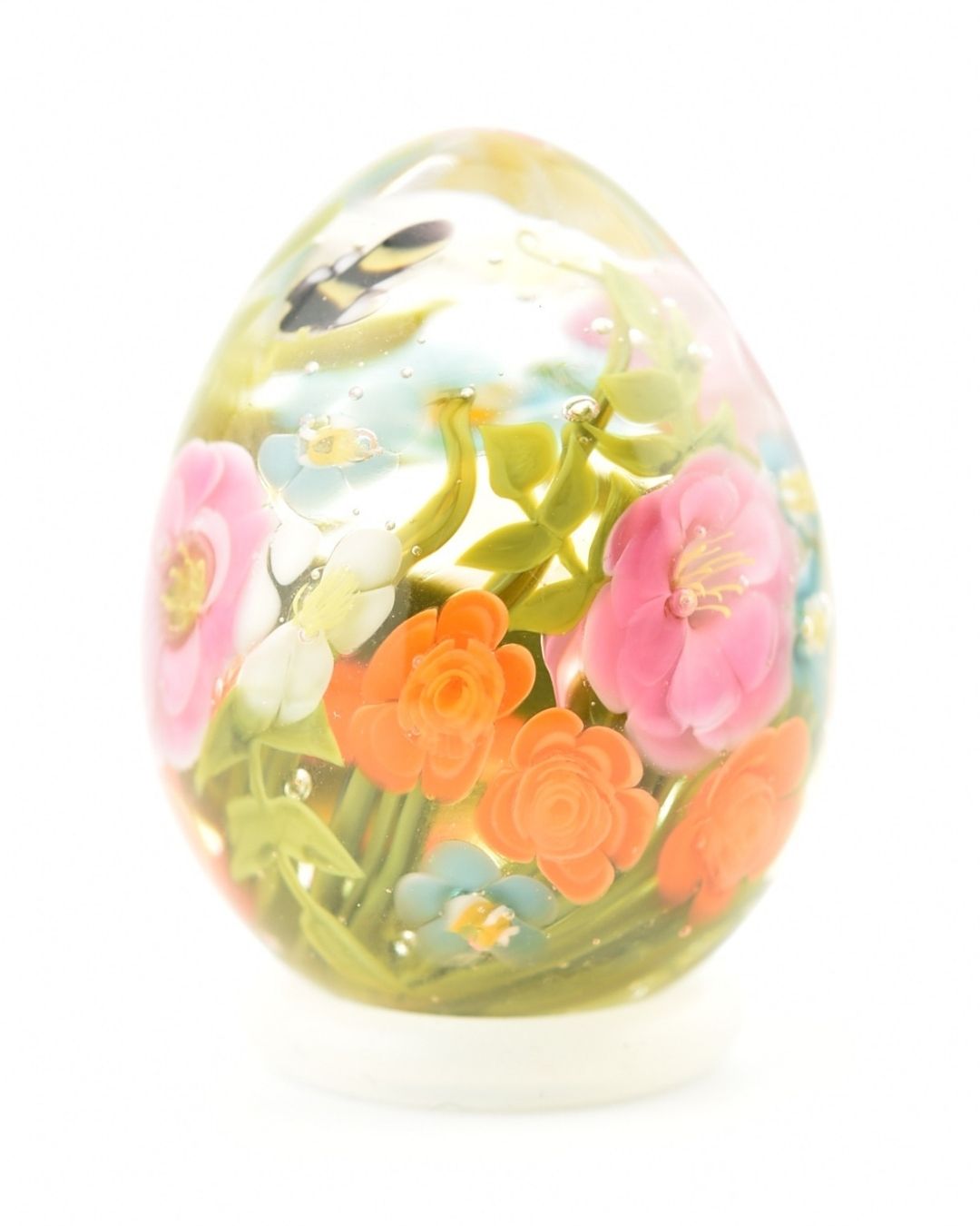 Oeuf pivoines fuchsia et roses orange