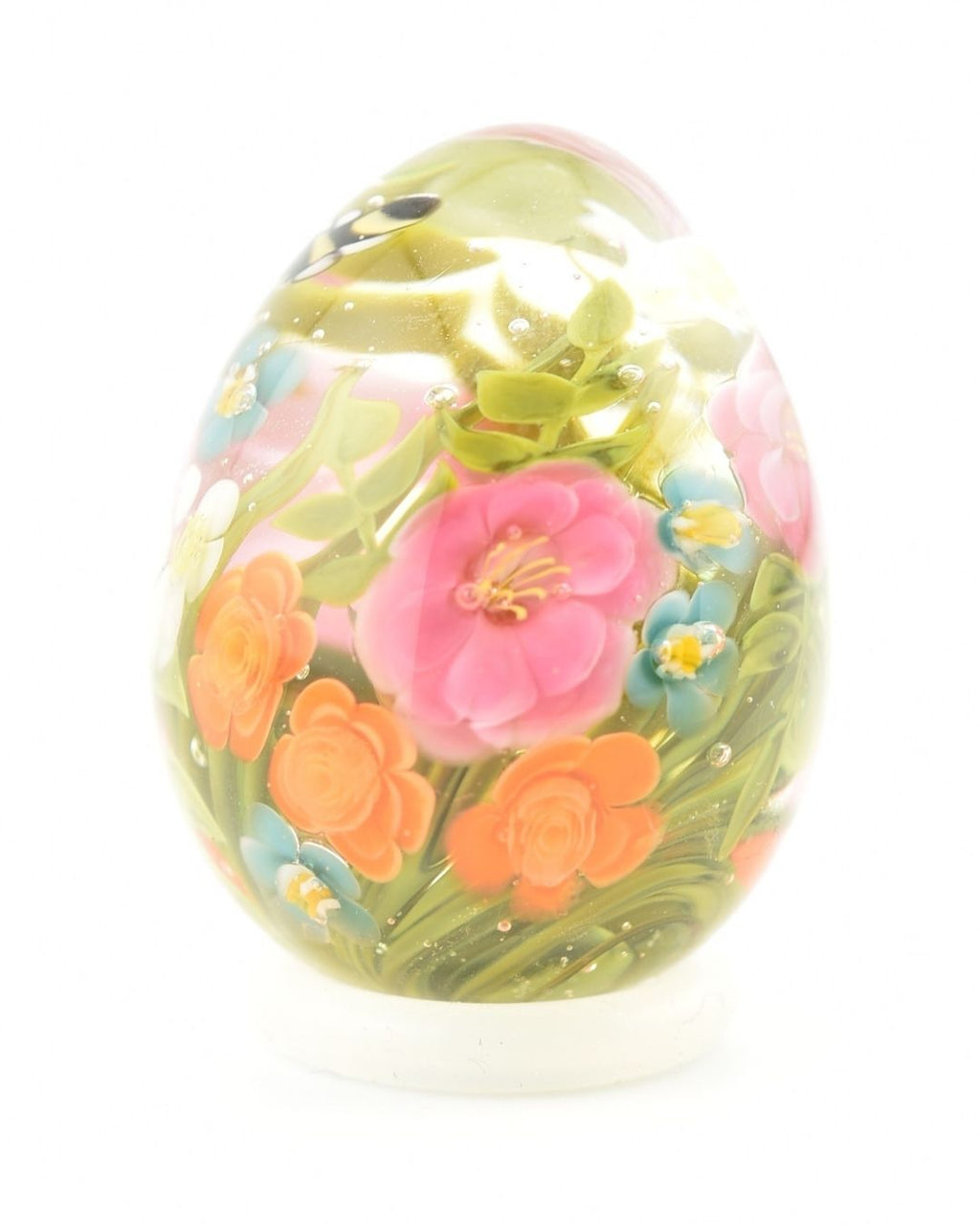 Oeuf pivoines fuchsia et roses orange