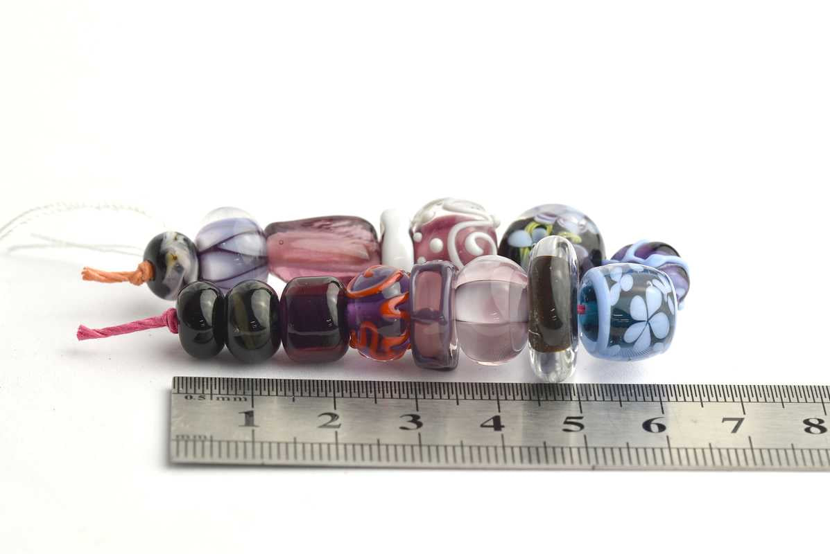 Set of 15 lampwork beads in purple 🖤 Handcrafted in France 🖤