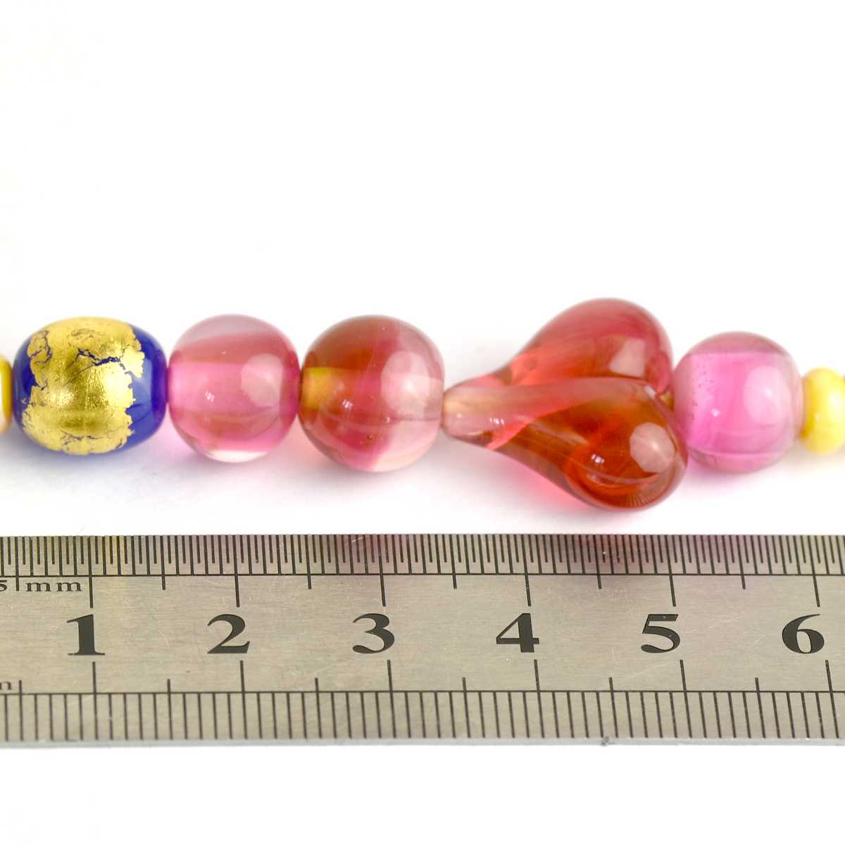 Ensemble de 5 perles de verre rose, bleu nuit et feuille d'or 🖤 Fabrication française 🖤