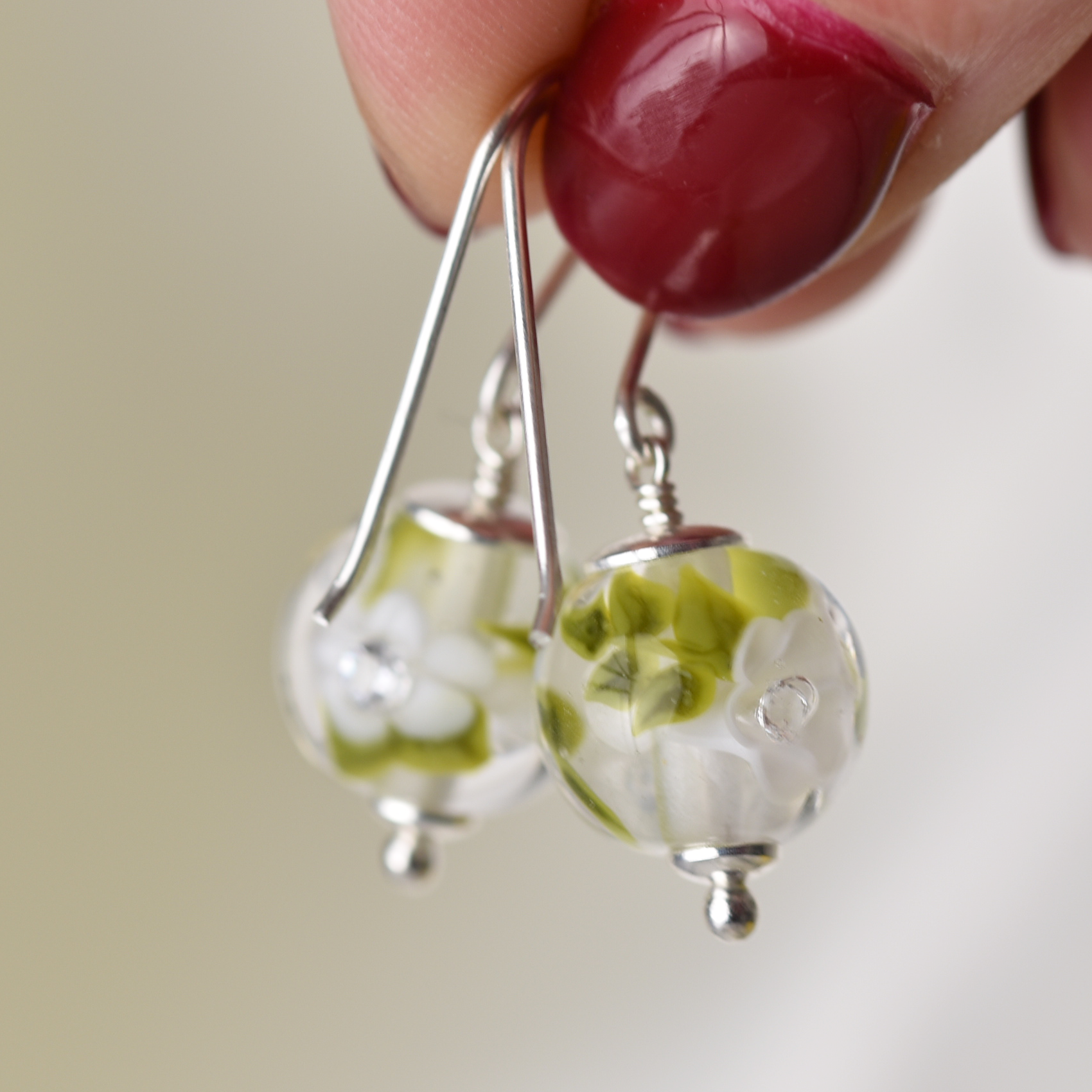 Boucles d'oreille en perles de verre artisanales