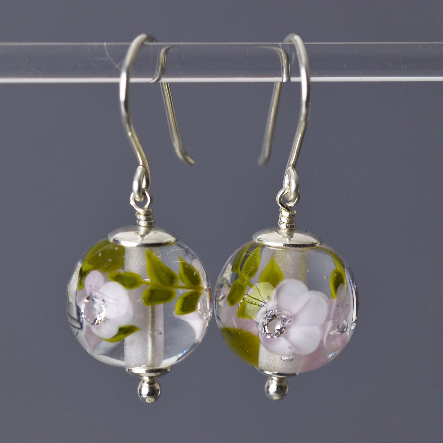 Magnolia Glass Flower Earrings